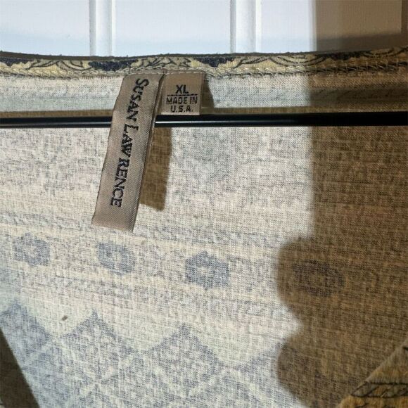 Vintage Susan Lawrence Boho Floral Peasant Top XL USA Y2K Cottagecore - Picture 6 of 9